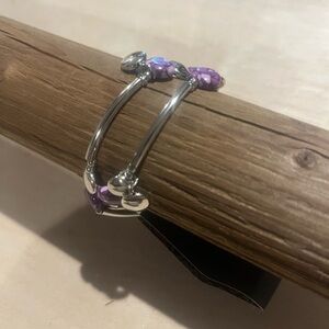 Silver and Purple Beaded Bracelet